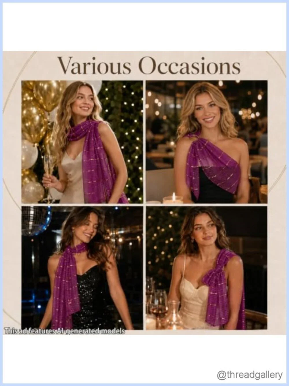 Sequin Sparkle Mesh Bandana Scarf Women's Evening Dress Accessory Lightweight